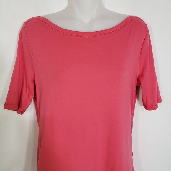Talbots Womens Tee Size Small Stretch Weekend Tee Boat Neck Short Sleeve Salmond - Picture 3 of 8